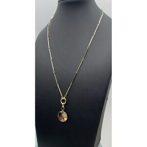 Loft Gold Tone Dainty Link Chain Necklace With Disc Pendant 17-19"